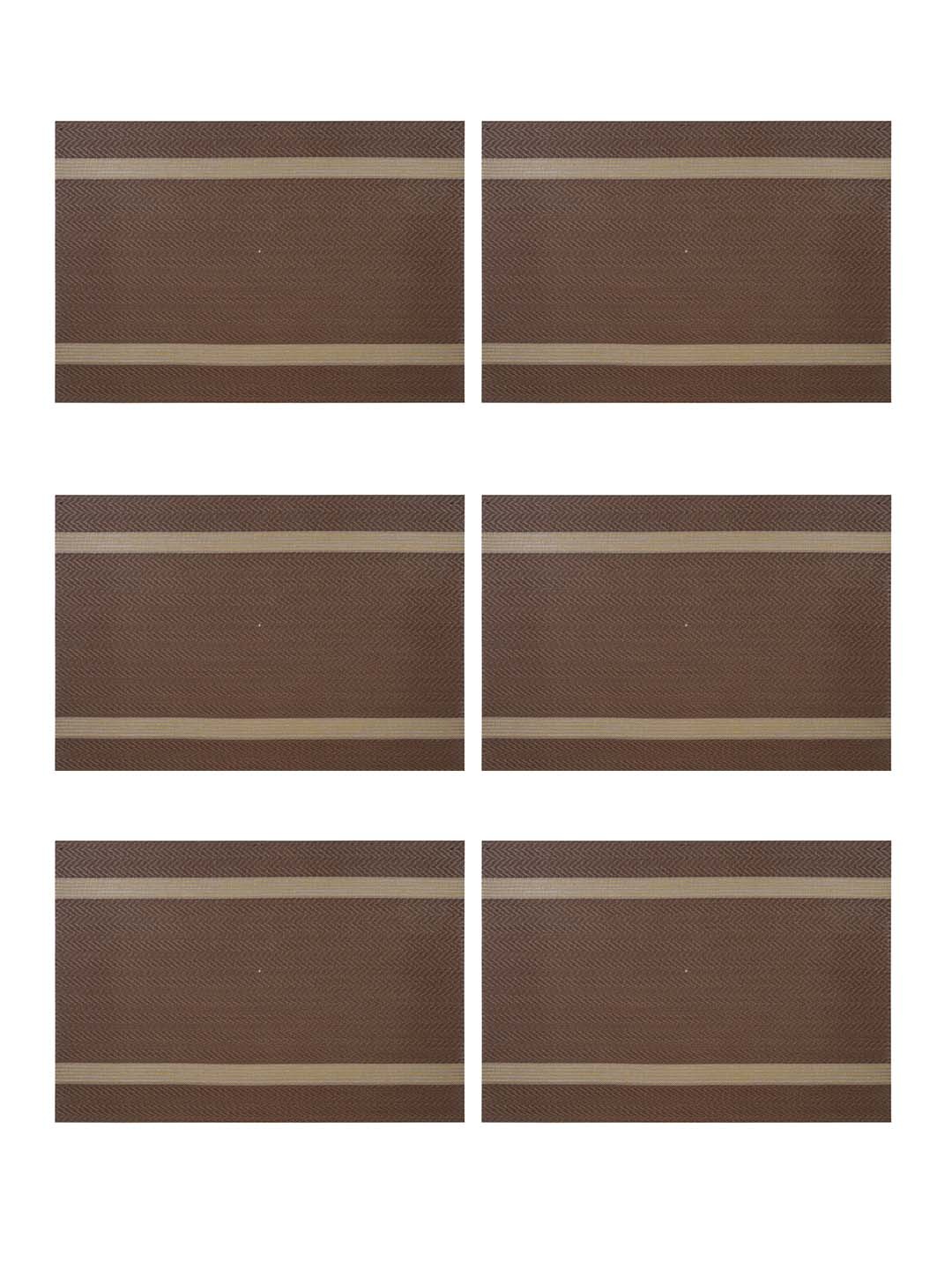 

Freelance Brown & Beige 6 Pieces Chevron Printed Rectangle Shaped Table Placemats