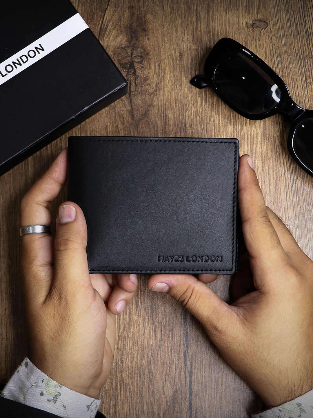 

Hayes London Men Wallets Genuine Leather with RFID Blocking, Black