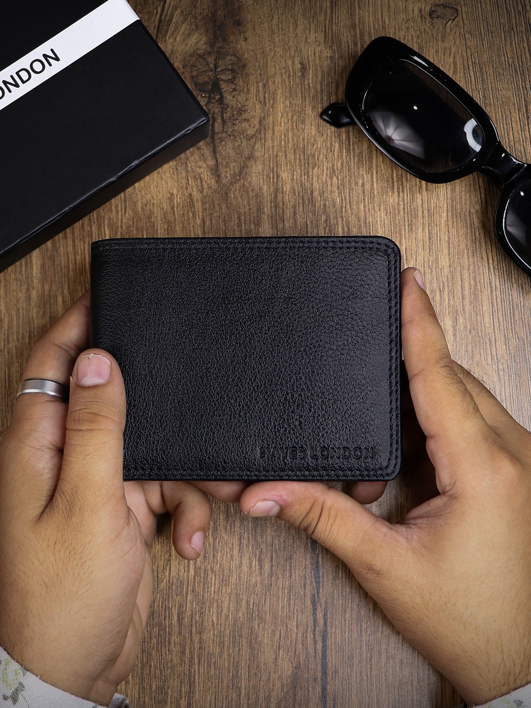 

Hayes London Men Wallets Genuine Leather with RFID Blocking, Black
