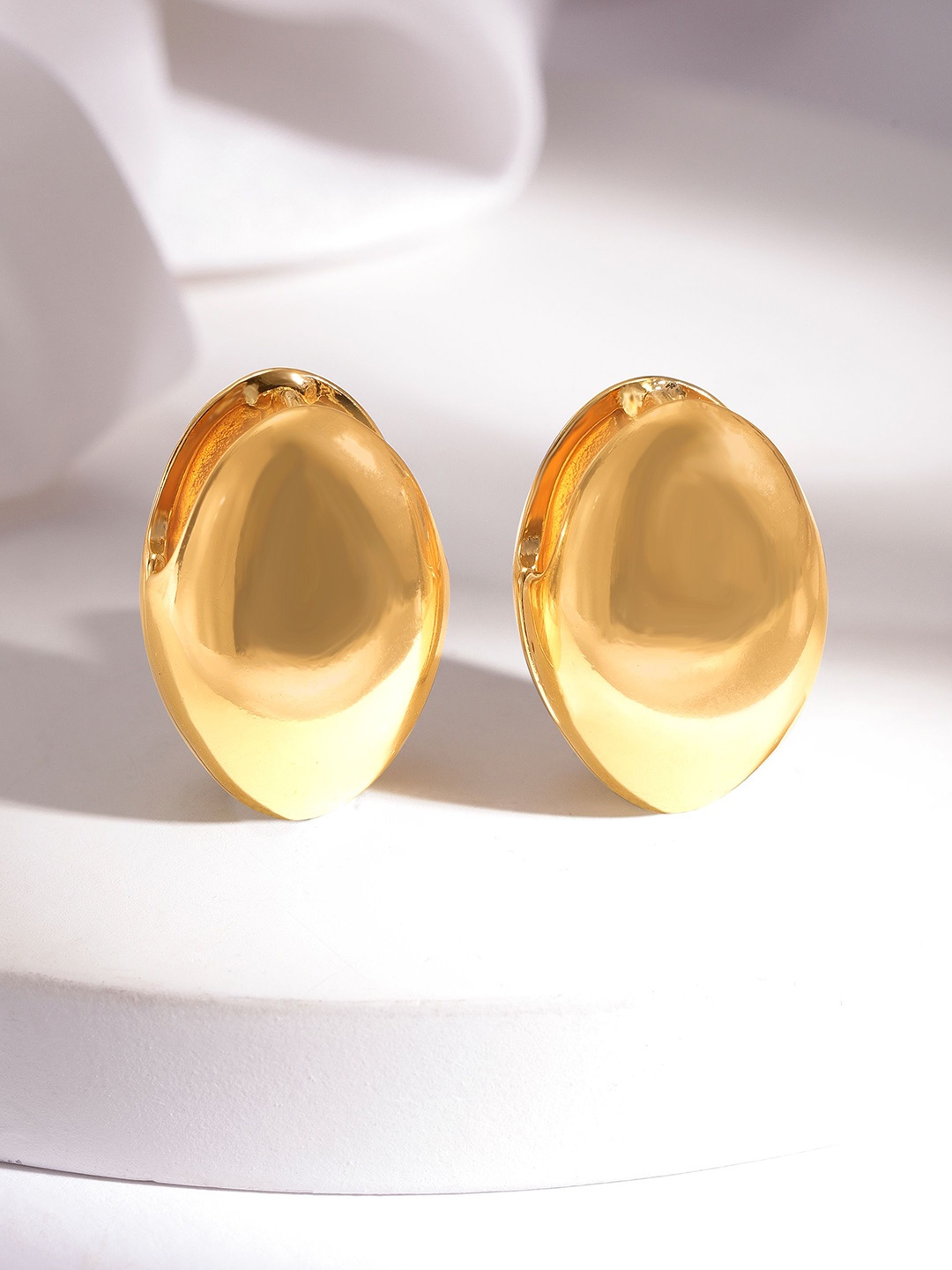 

Rubans 18K Gold-Plated Oval With Sleek Polished Finish Hoop Earrings