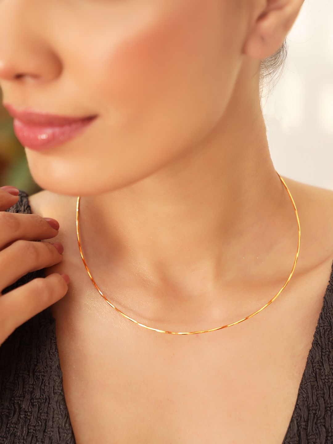 

Rubans 22K Gold-Plated Sleek Minimalist Chain Necklace