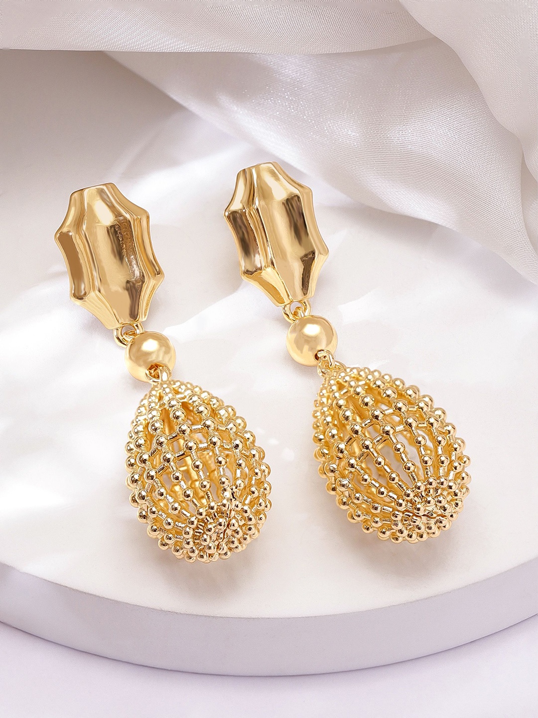 

Rubans 18K Gold-Plated Contemporary Beaded Drop Earrings