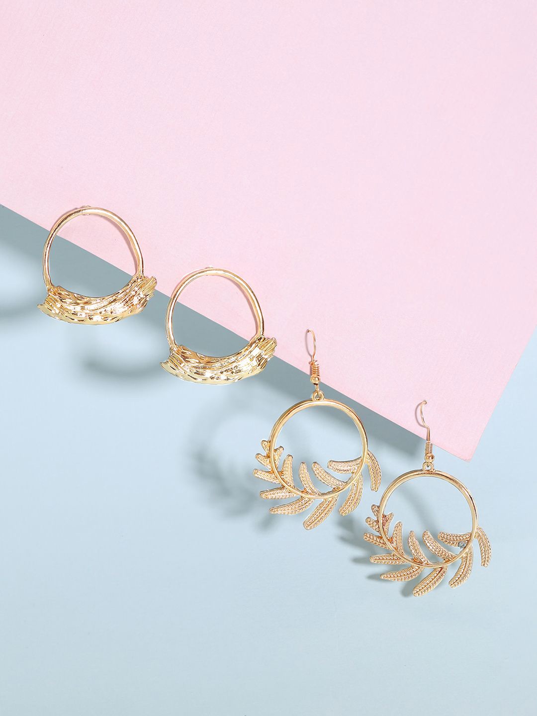 

Rubans Set Of 2 18K Gold-Plated Circular Drop Earrings
