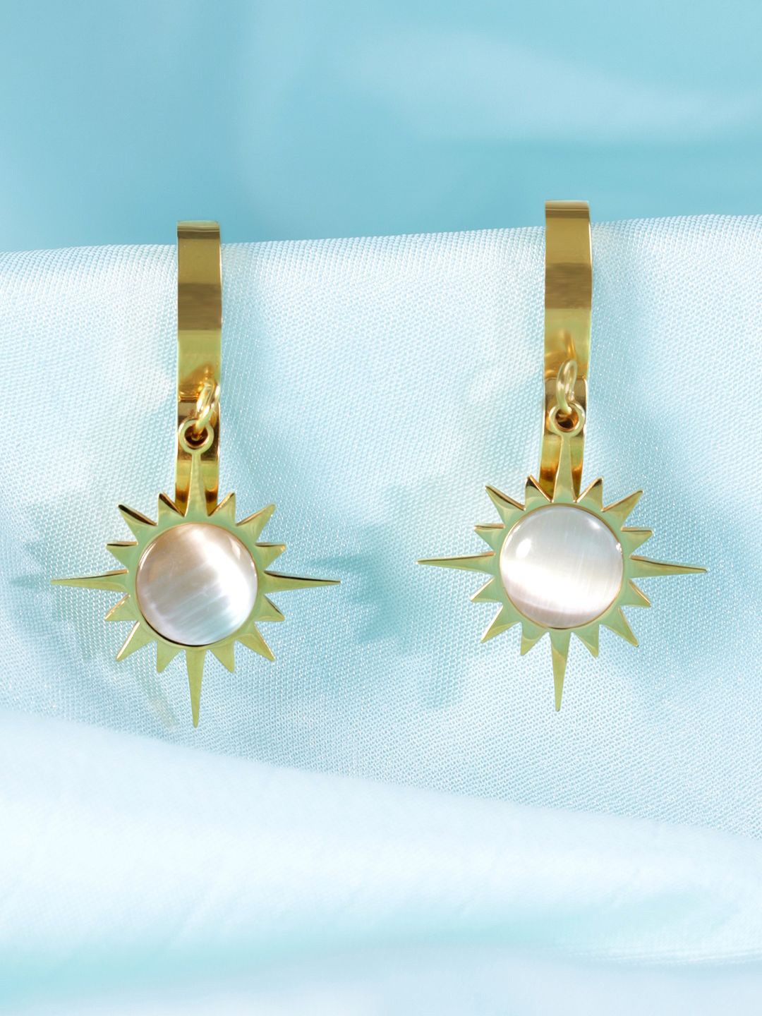 

Rubans 22K Gold-Plated Tarnish-Free Waterproof Demi-Fine Sunburst Drop Earrings