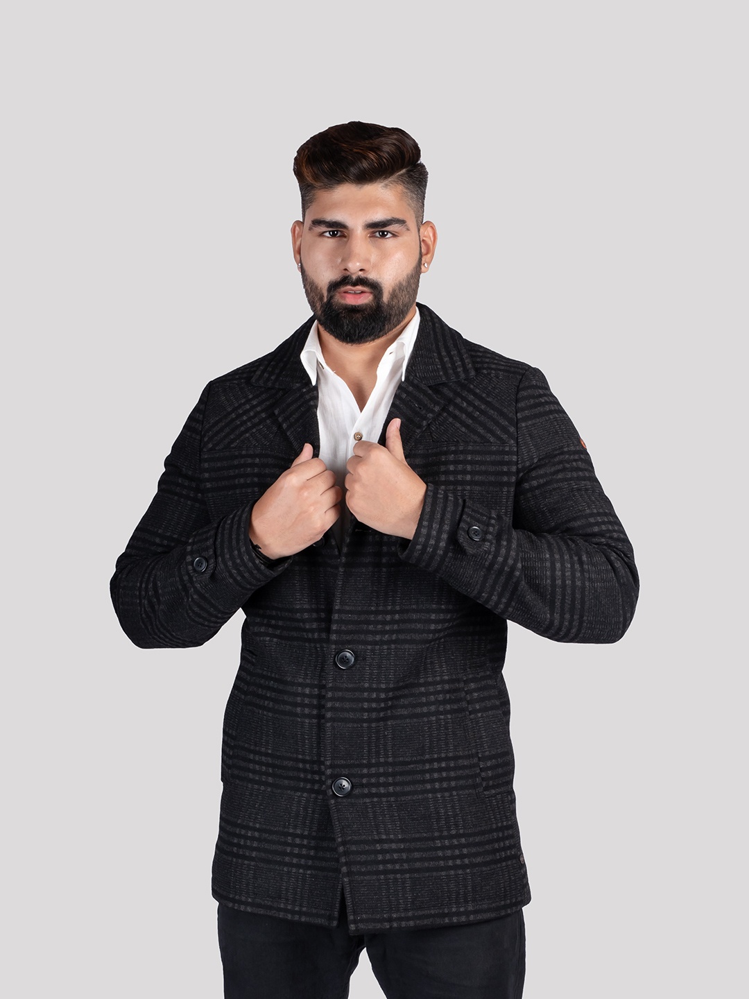 

HUE & HIDE Men's Anthracite Tailored Jacket, Black