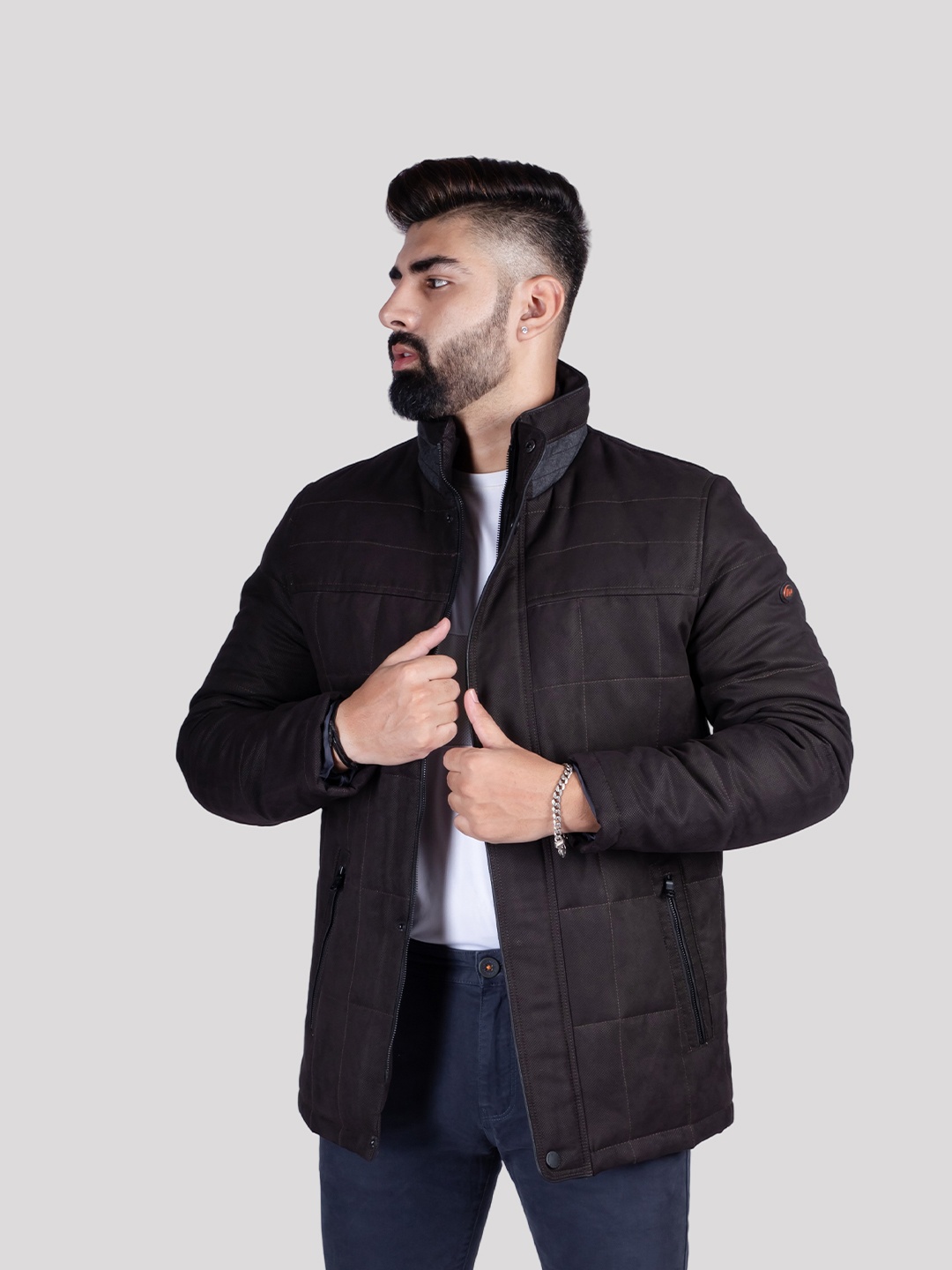 

HUE & HIDE Men Brown Jacket