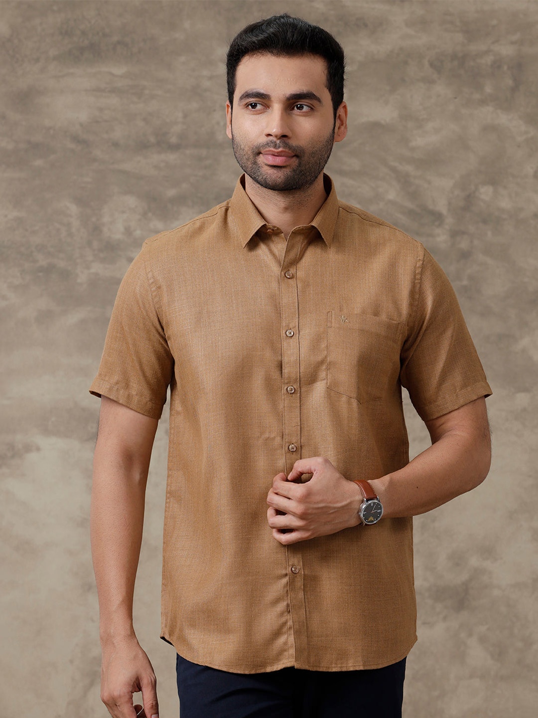 

Ramraj Spread Collar Casual Shirt, Brown