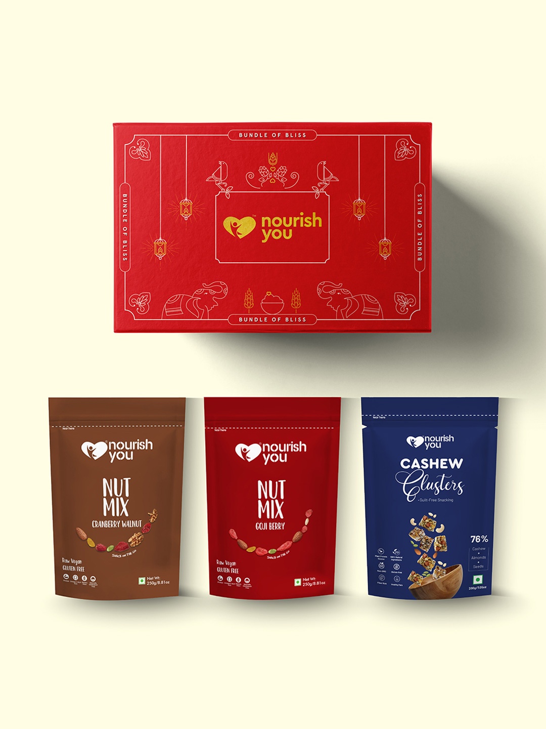 

Nourish You Cranberry Walnut Mix With Gojiberry Nut Seed Mix & Cashew Clusters, Red