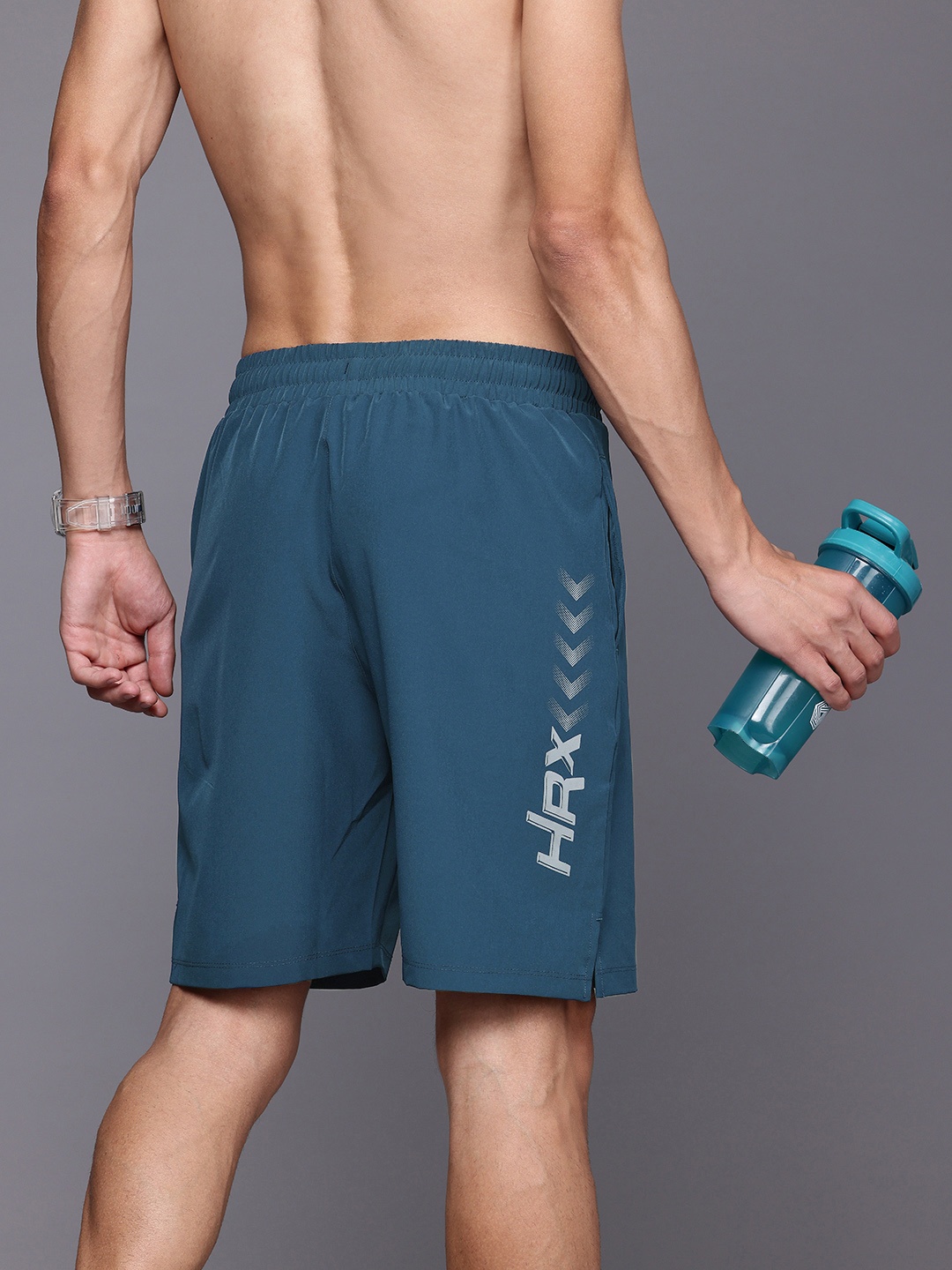 

HRX by Hrithik Roshan Men Typography Training Shorts, Blue