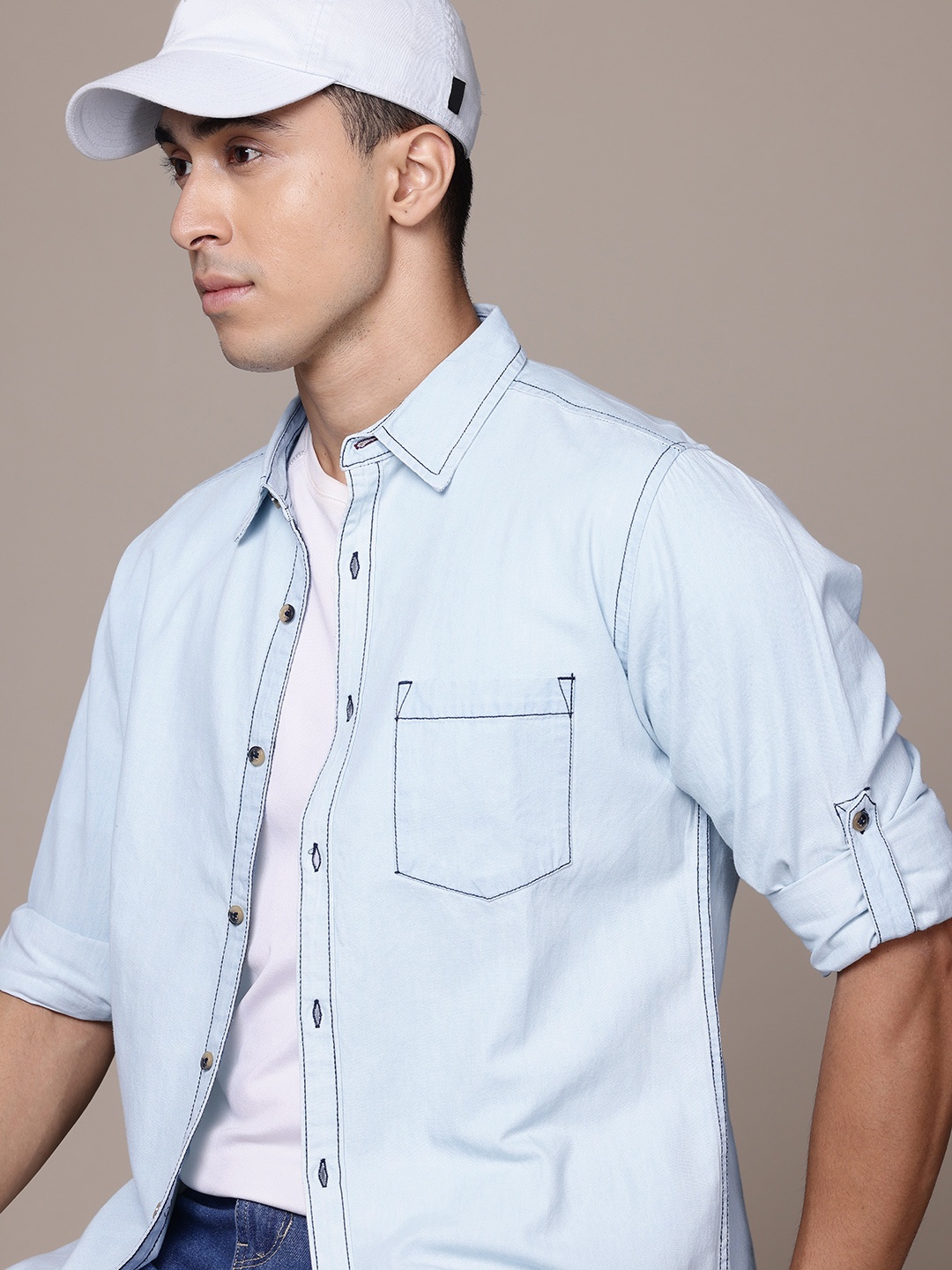 

Roadster Men Comfort Pure Cotton Casual Shirt, Blue