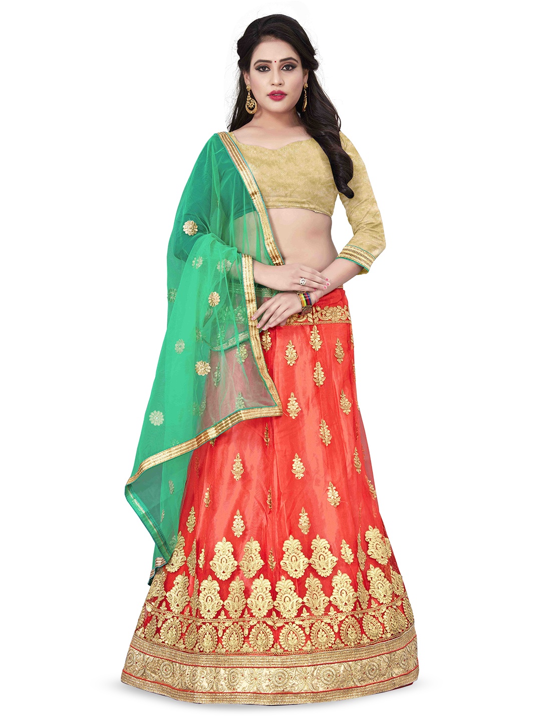 

Maroosh Embroidered Thread Work Unstitched Lehenga & Blouse With Dupatta, Pink