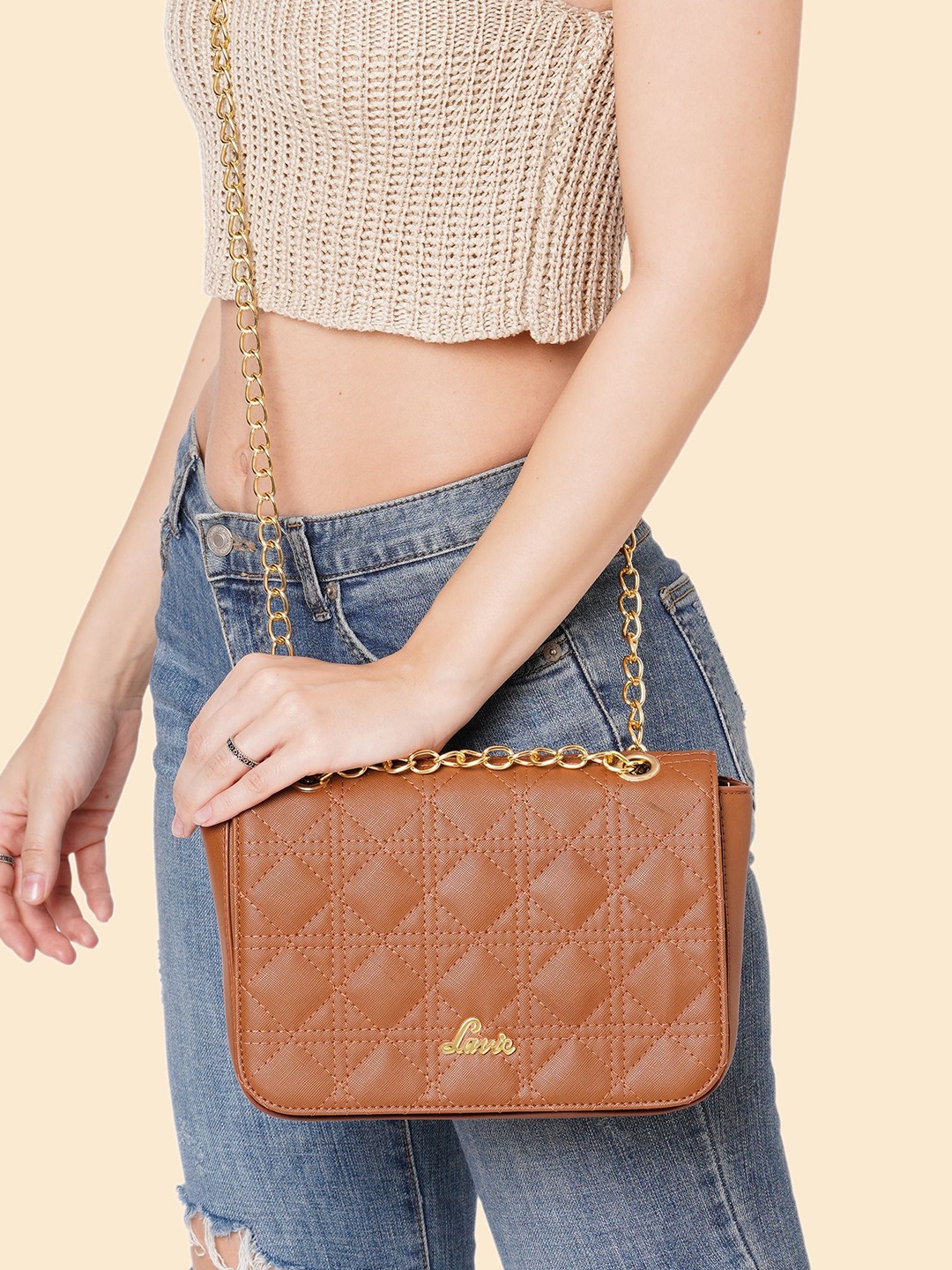 

Lavie Women Structured Sling Bag, Brown