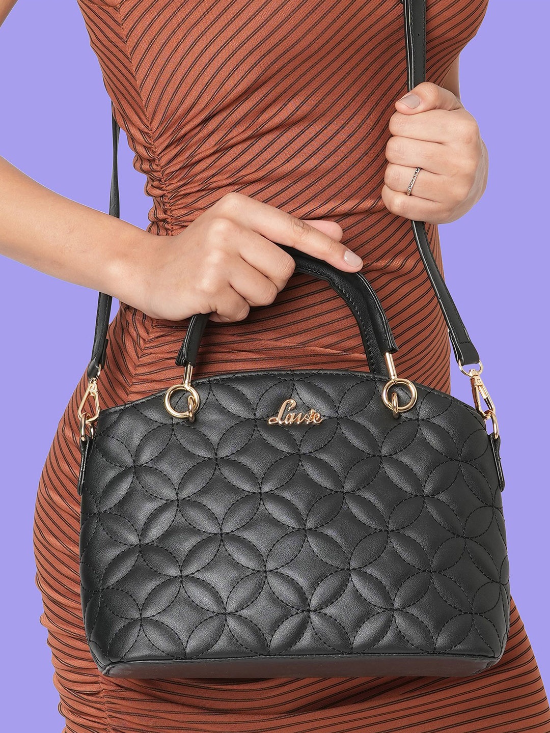 

Lavie Women Shopper Satchel with Quilted Details, Black