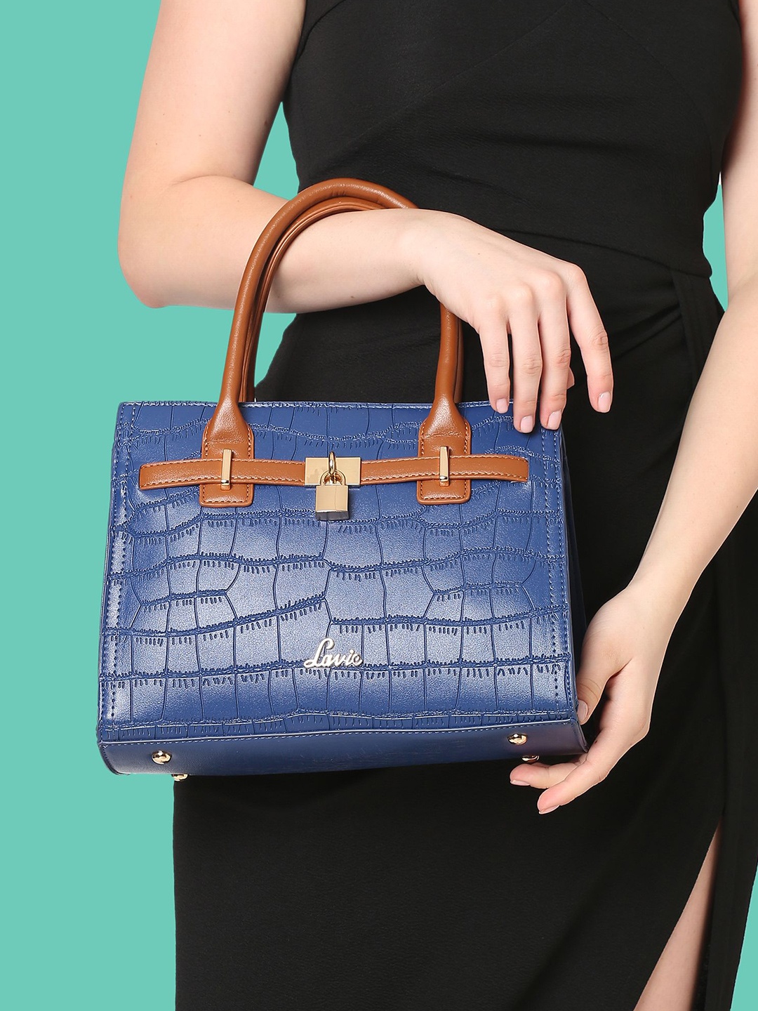 

Lavie Women Strap Embossed Handbag, Navy blue