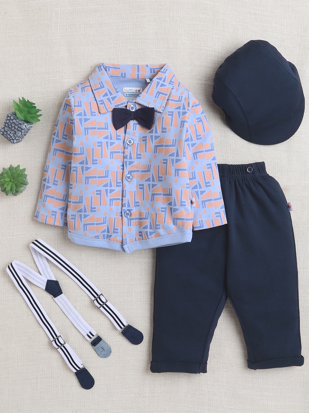 

BUMZEE Boys Printed Shirt with Trousers, Blue