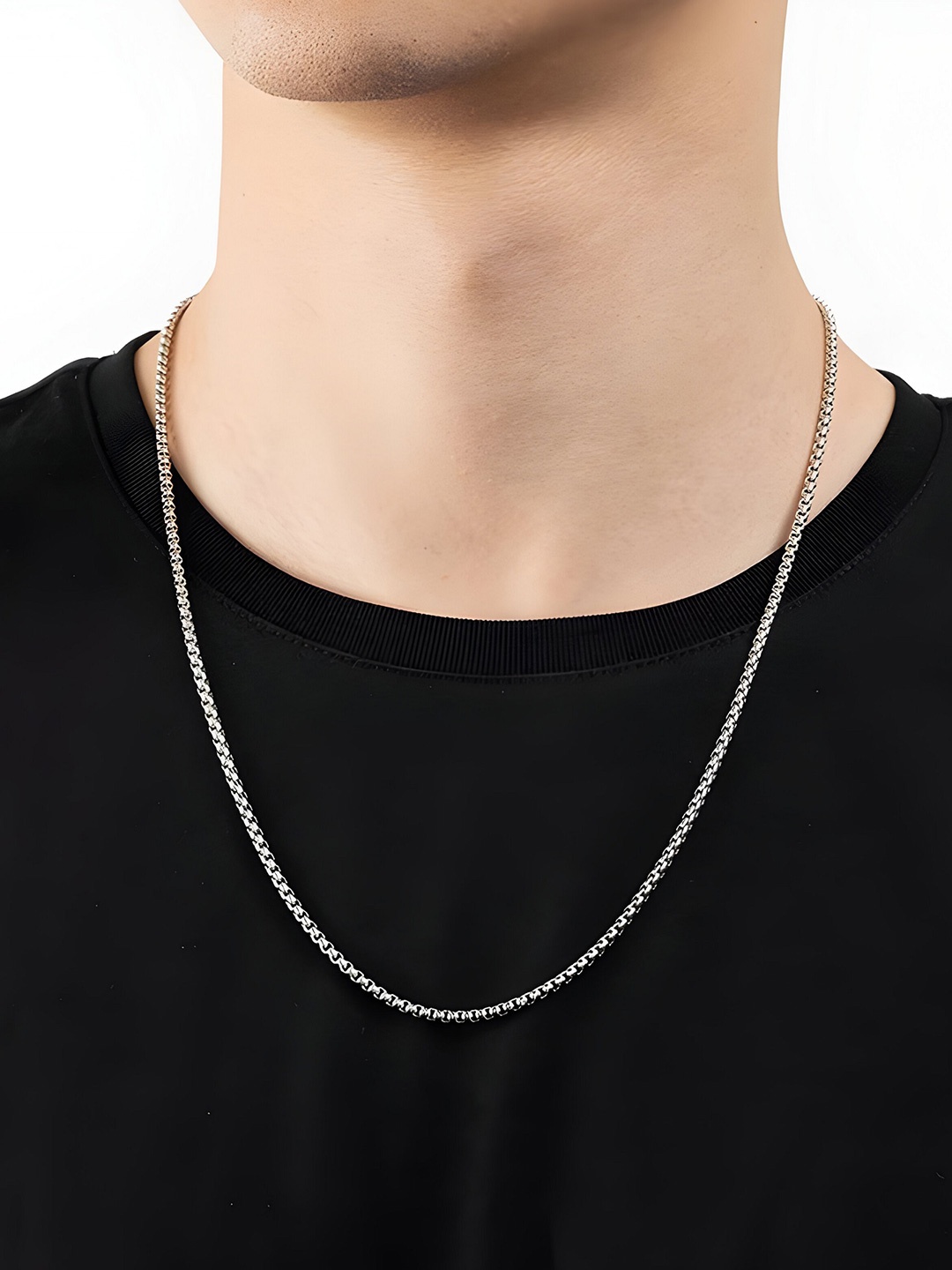 

Minprice Men Stainless Steel Silver-Plated Link Chain