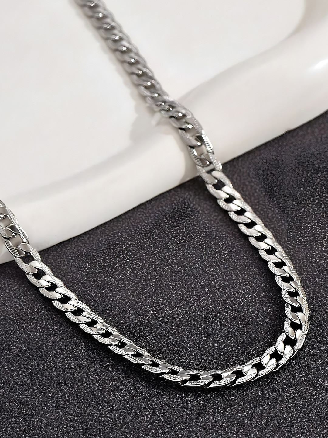 

Minprice Men Stainless Steel Silver-Plated Link Chain