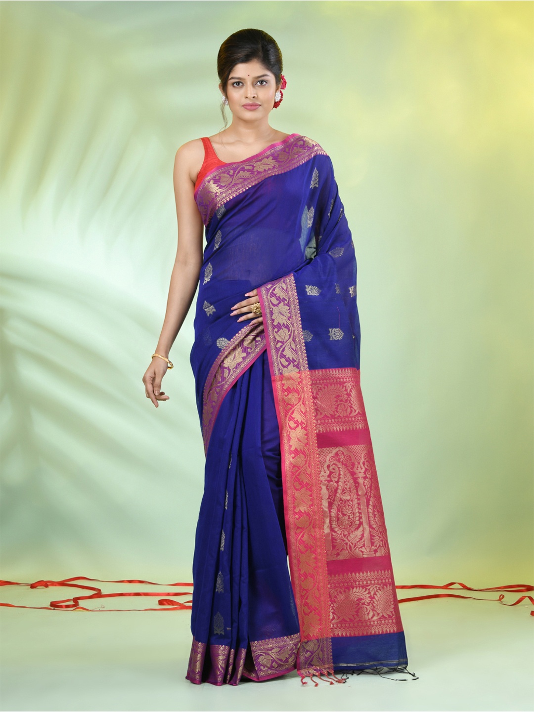 

Charukriti Ethnic Motifs Zari Saree, Blue