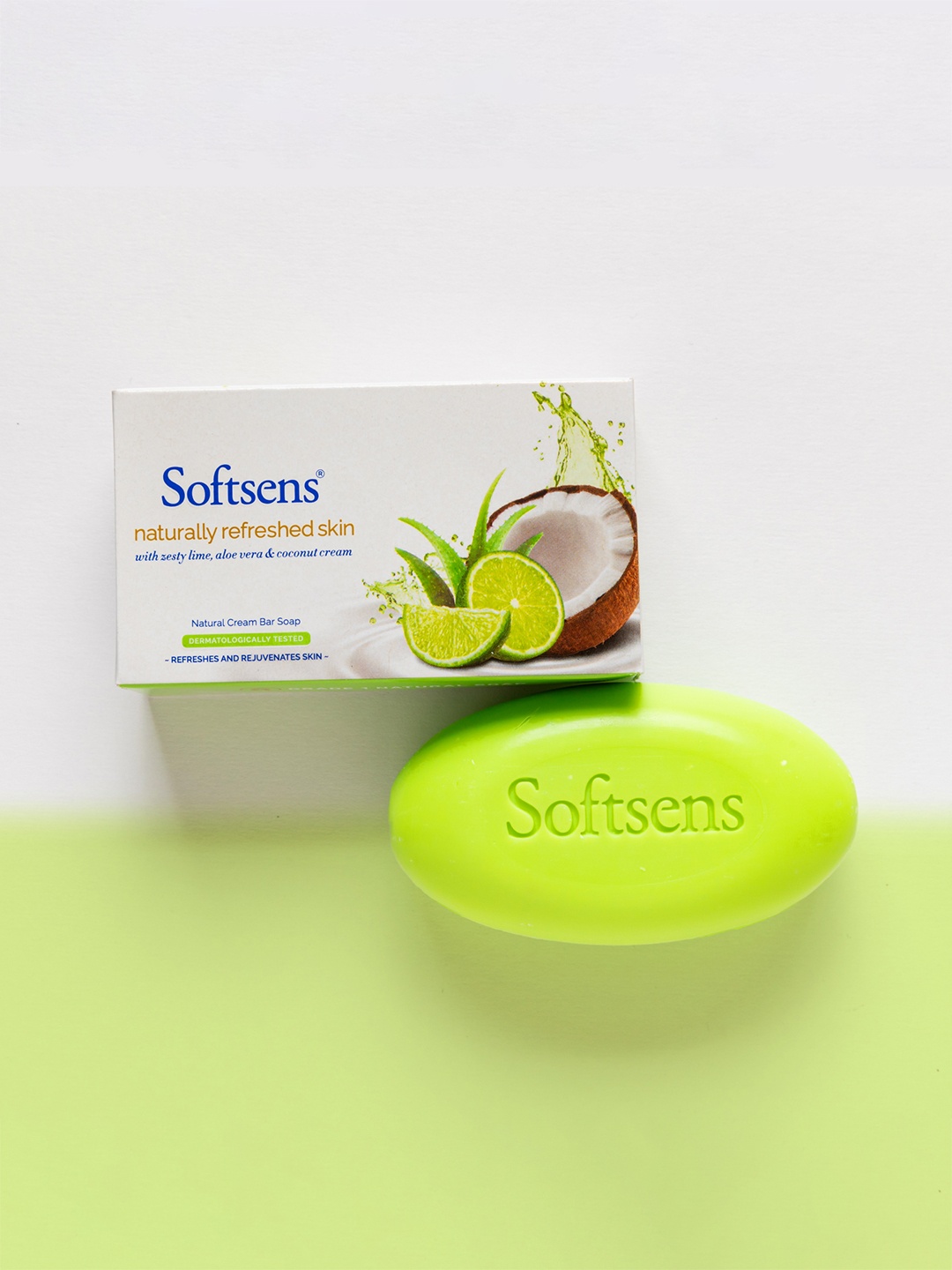 

Softsens Set Of 3 Naturally Refreshed Skin Cream Bar Soaps - 100g Each, Green