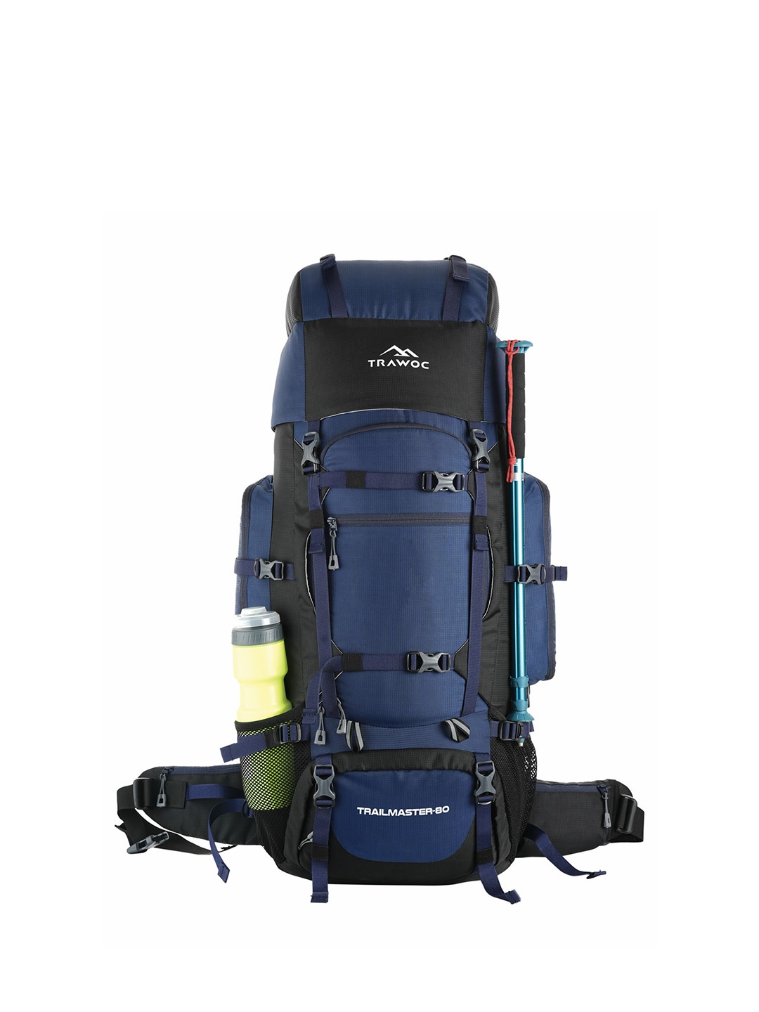 

TRAWOC Trailmaster 80 Litres Colourblocked Large Travel Rucksack, Blue