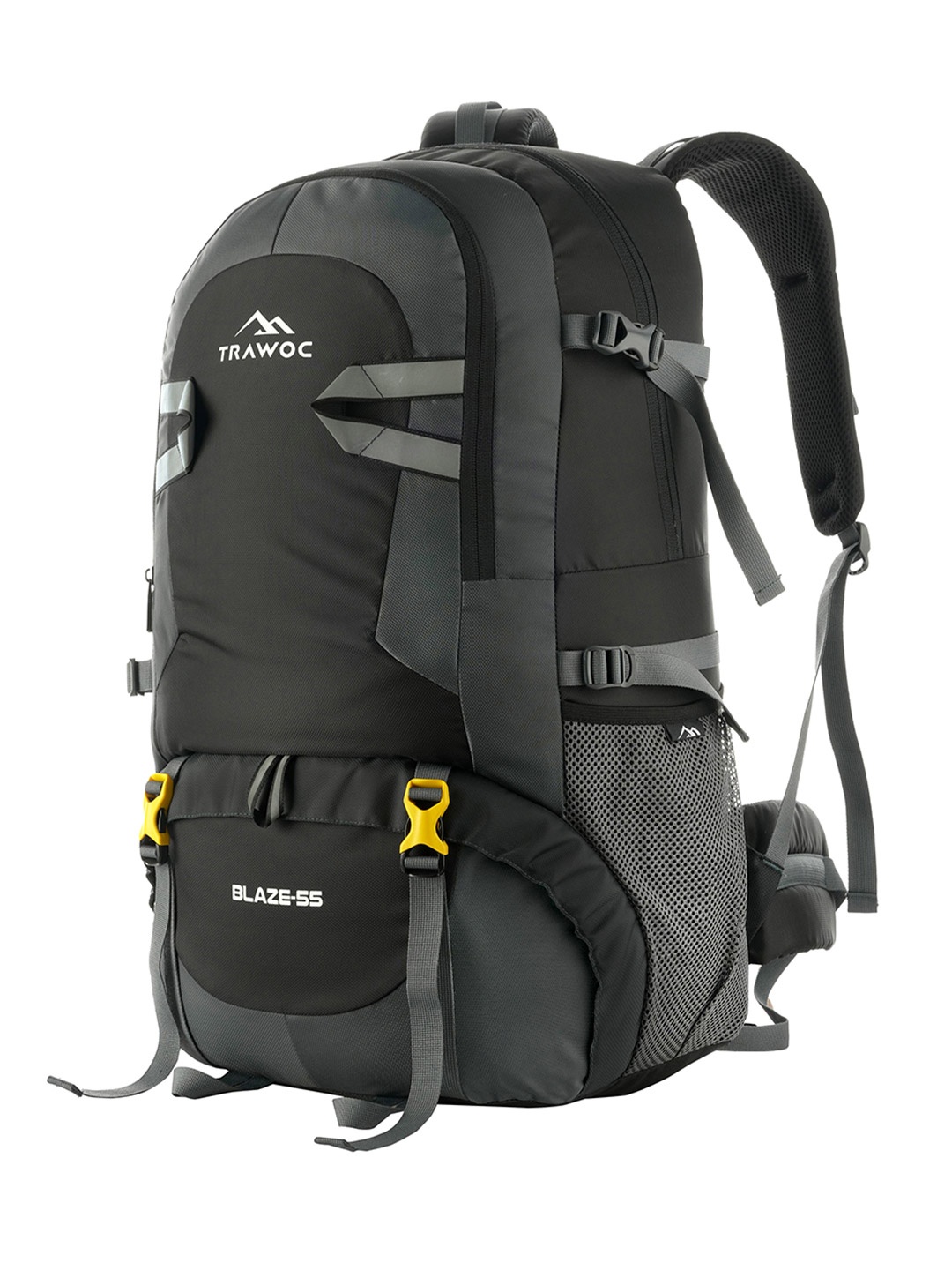 

TRAWOC BLAZE Solid 55L Unisex Travel Rucksack For Trekking Camping & Hiking, Black