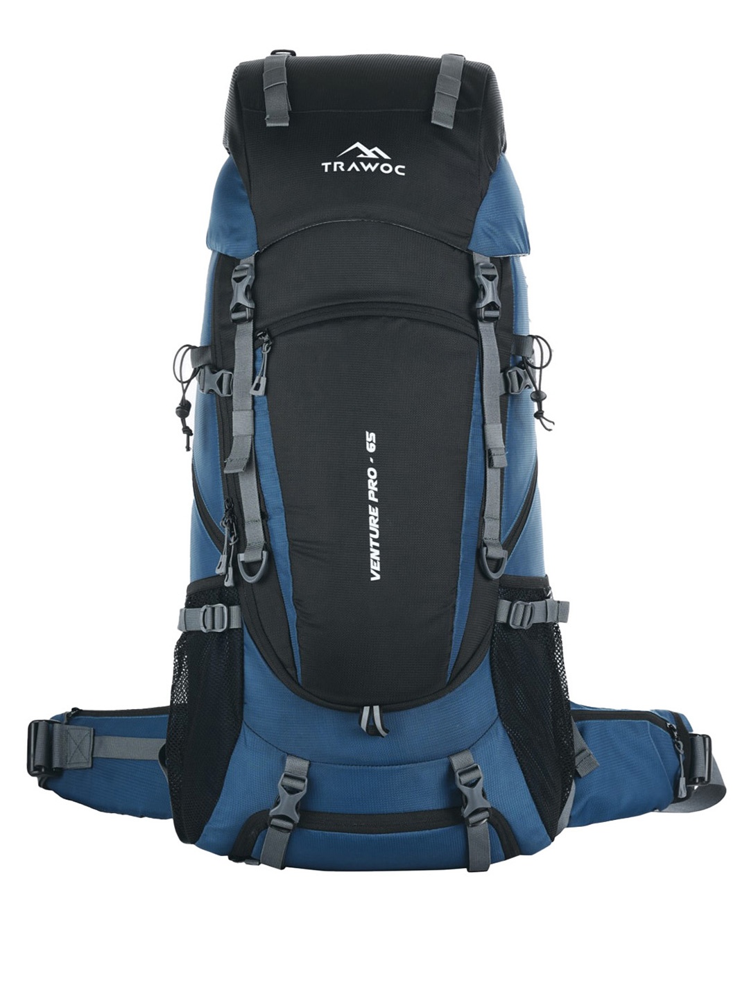 

TRAWOC VENTURE PRO Solid 65L Camping Rucksack for With Rain Cover, Blue