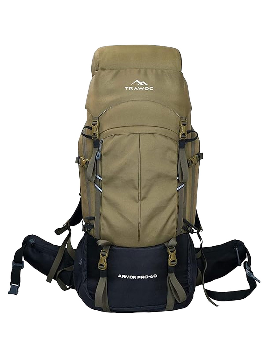 

TRAWOC ARMOR PRO Solid 60L Rucksack Fiber Frame Hiking & Travel, Khaki