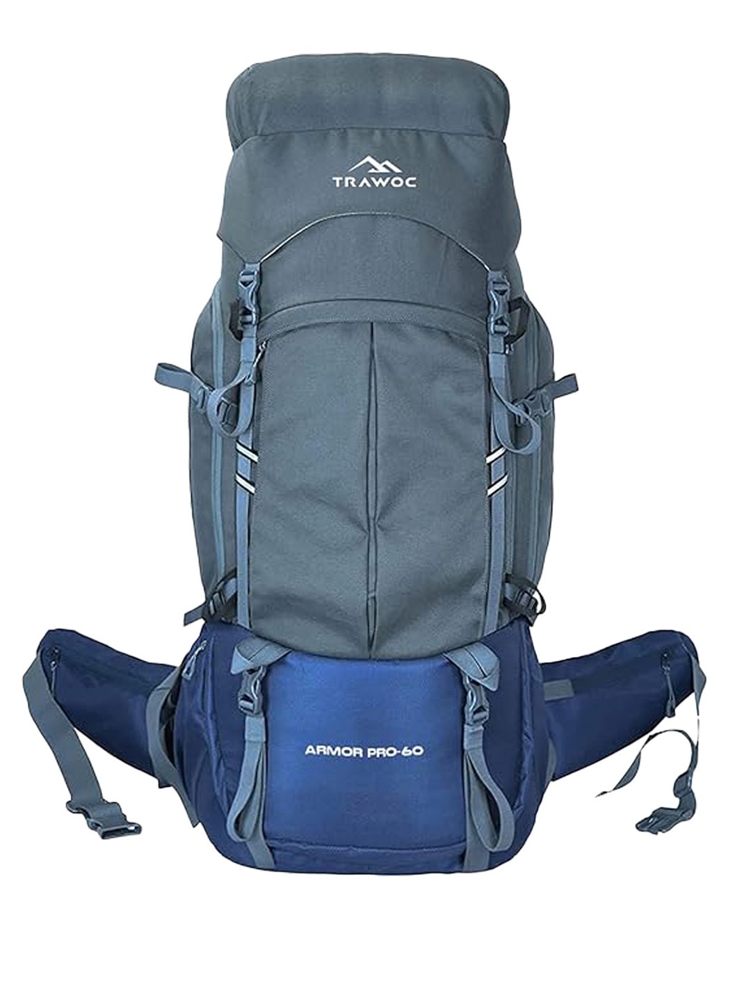 

TRAWOC ARMOR PRO Solid 60L Rucksack Fiber Frame Hiking & Travel, Blue