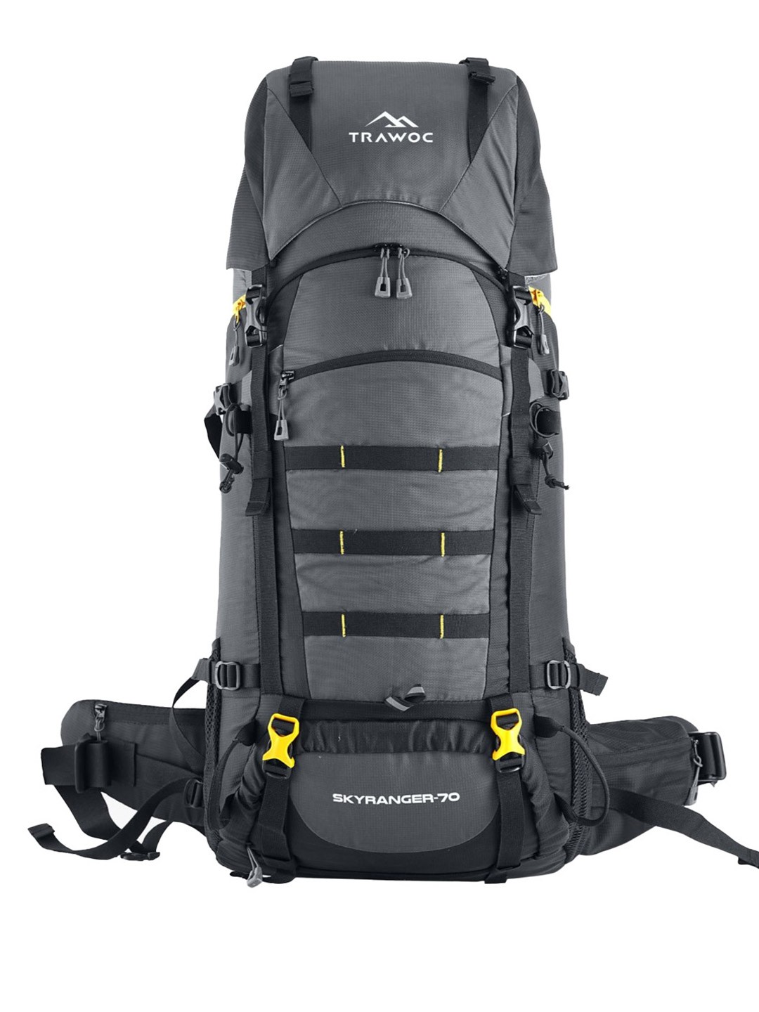 

TRAWOC SKYRANGER Unisex Solid 70L Internal Frame Rucksack For Trekking Travel, Grey