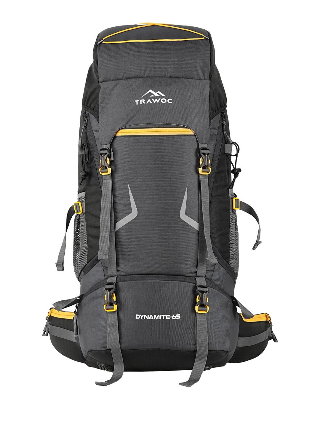 

TRAWOC DYNAMITE Solid 65L Rucksack For Trekking & Hiking with Shoe Compartment, Grey