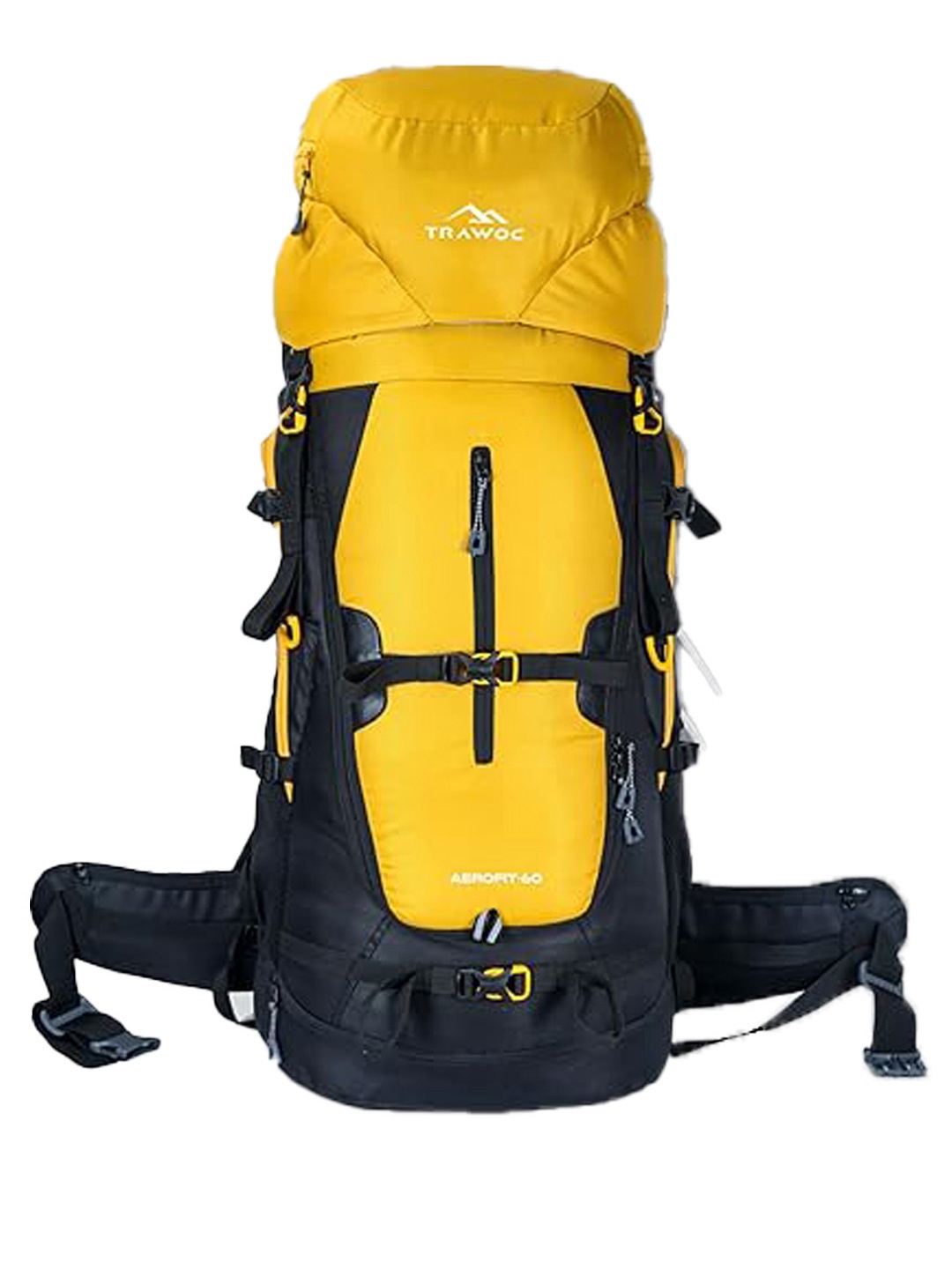 

TRAWOC AEROFIT Solid 60L Rucksacks Fiber Frame Rain Cover For Travel, Yellow