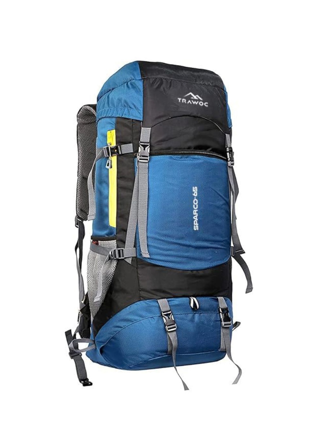 

TRAWOC SPARCO Solid 65L Rucksack Hiking Travel With Rain Cover, Blue