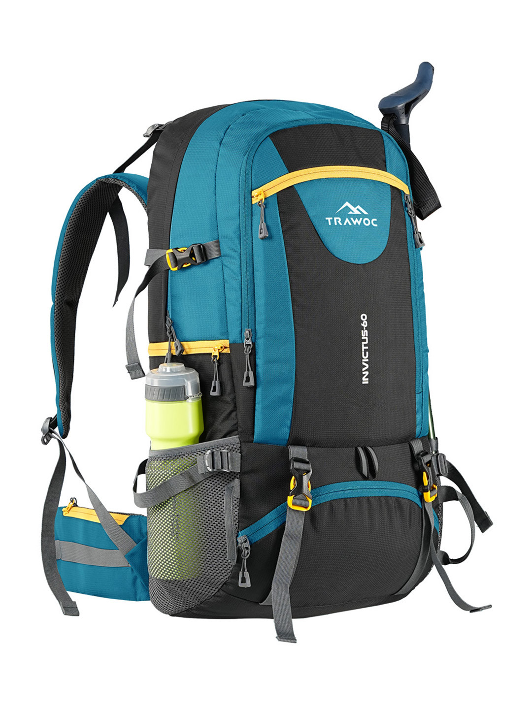 

TRAWOC Invictus 60 Liter Colourblocked Waterproof Ergonomic Rucksack, Blue
