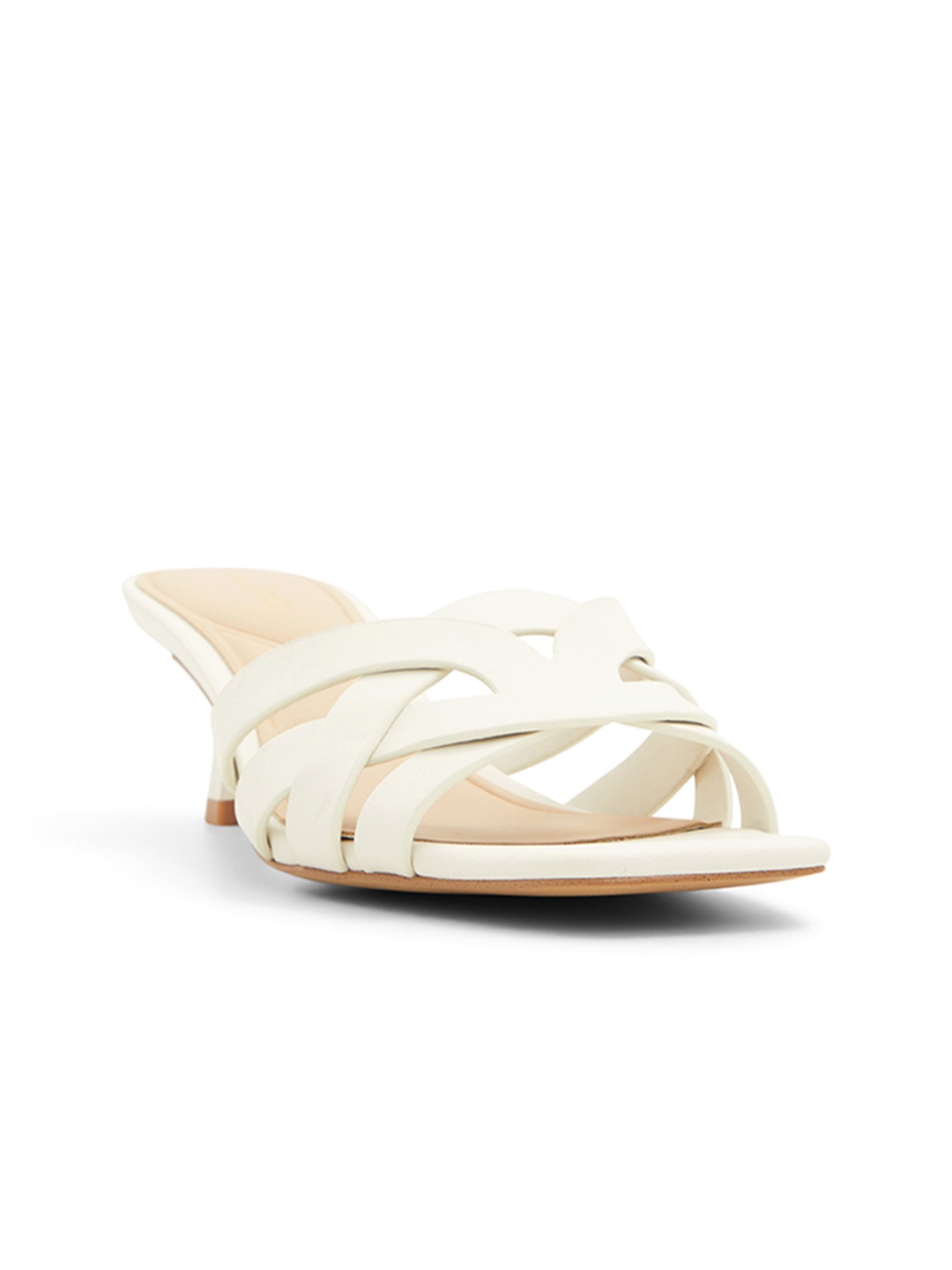 

ALDO Women Leather Kitten Heel Sandals, White