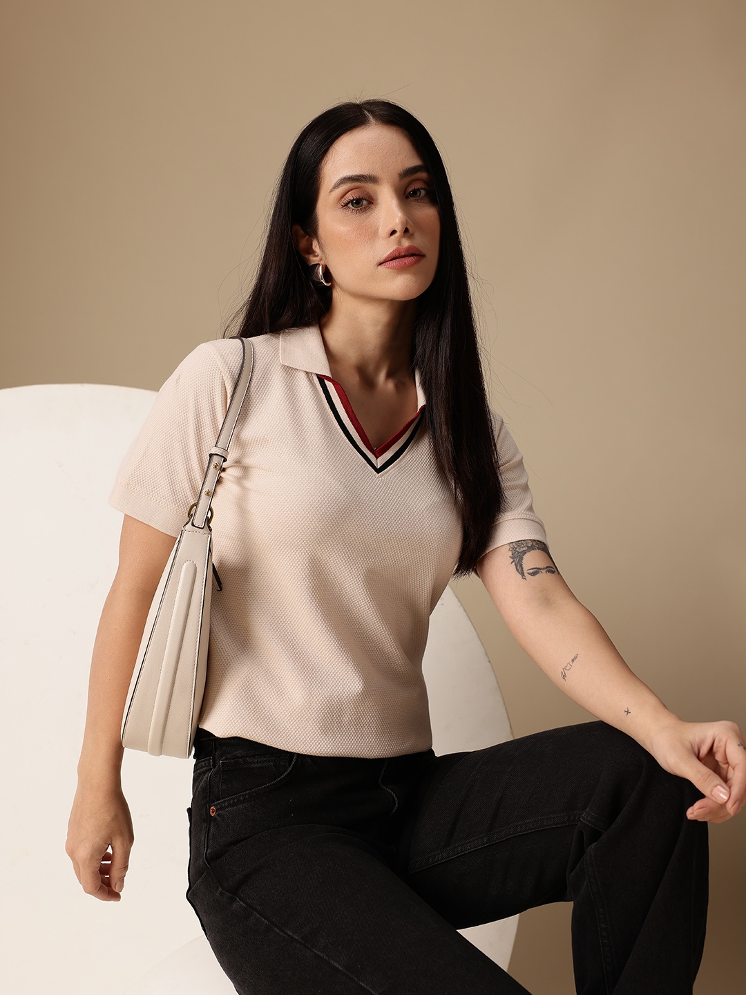 

Chemistry Polo Collar Pure Cotton T-shirt, Off white