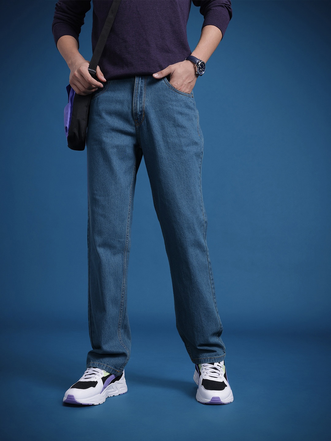 

The Roadster Life Co. Men Regular Fit Pure Cotton Jeans, Blue