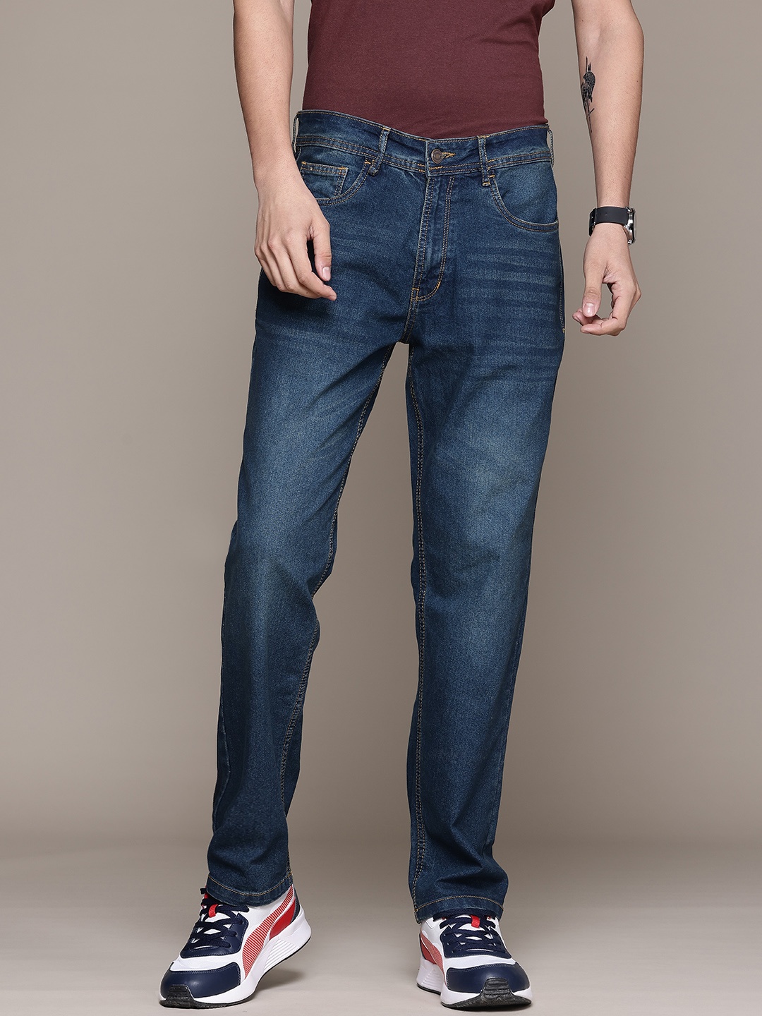 

The Roadster Lifestyle Co. Men Regular Fit Stretchable Jeans, Navy blue