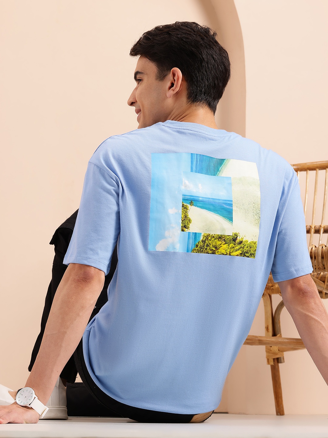 

Mast & Harbour Printed Relaxed Fit T-shirt, Blue