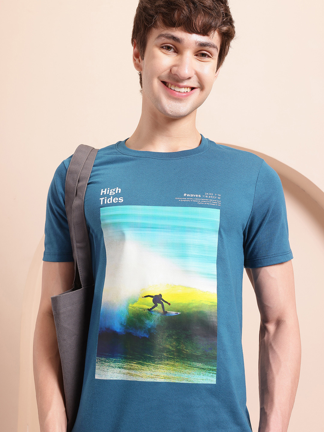 

Mast & Harbour Photographic Printed T-shirt, Blue