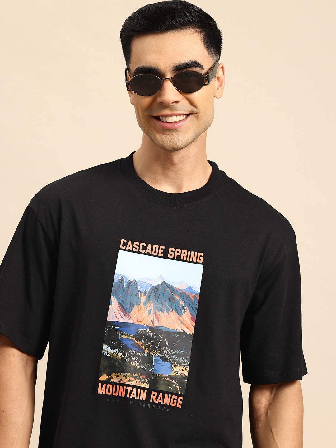

Mast & Harbour Graphic Print Relaxed T-shirt, Black