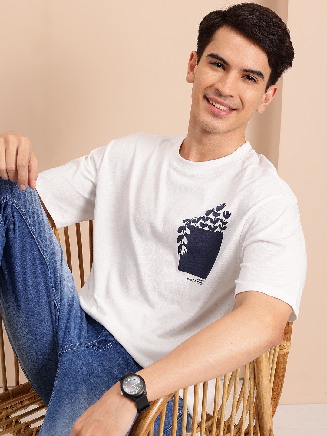 

Mast & Harbour Drop-Shoulder Sleeves Relaxed T-shirt, White