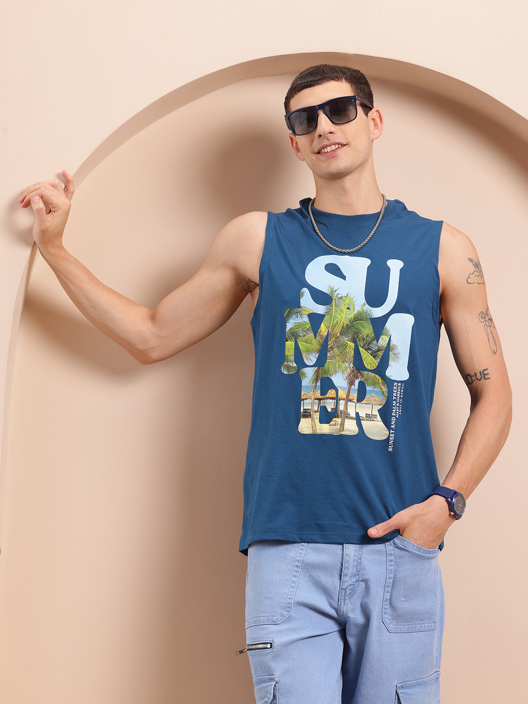 

Mast & Harbour Men Typography Printed Relaxed Fit T-shirt, Teal