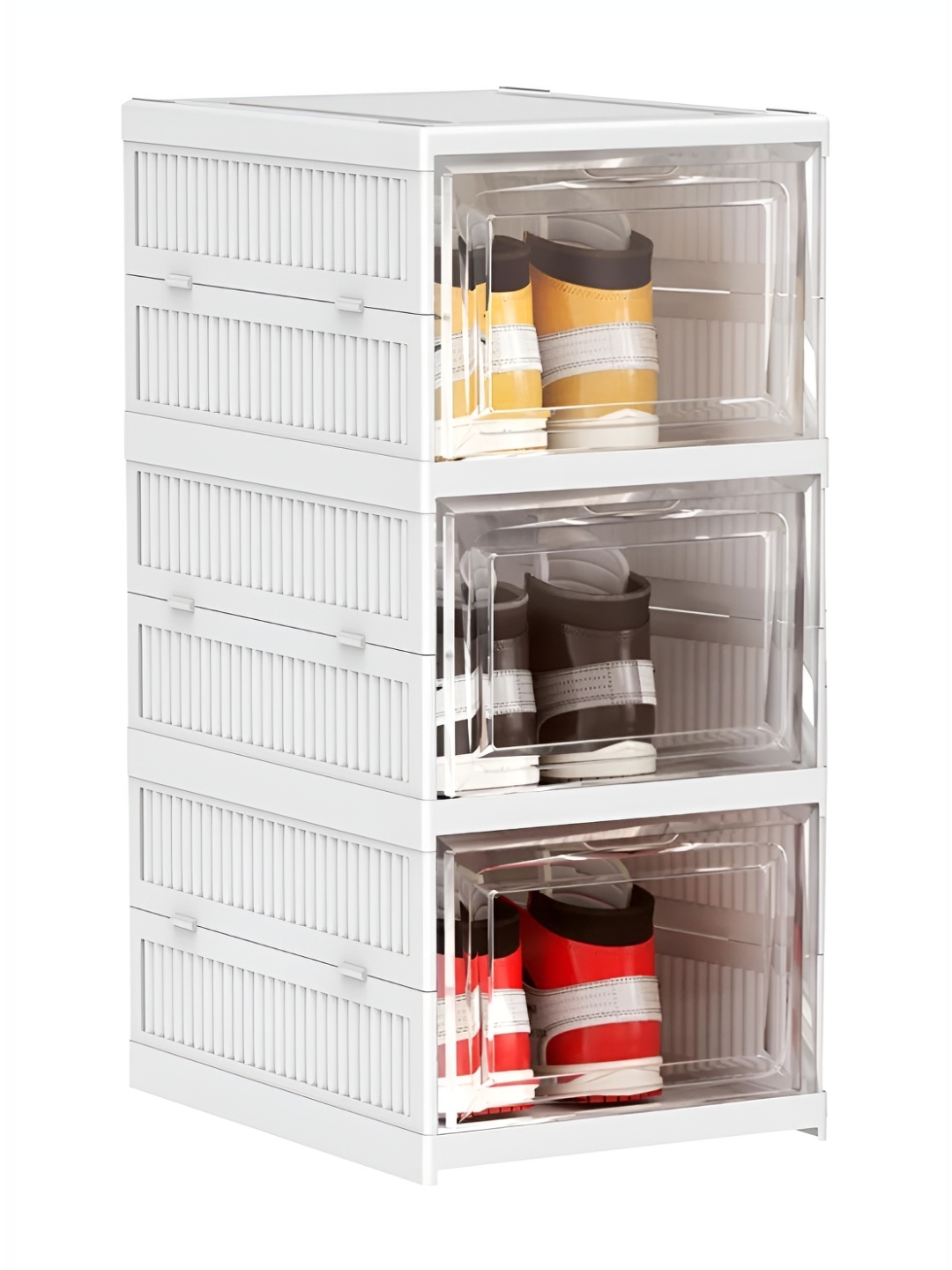 

TIED RIBBONS White & Transarent 3 Pieces Shoe Rack Organiser