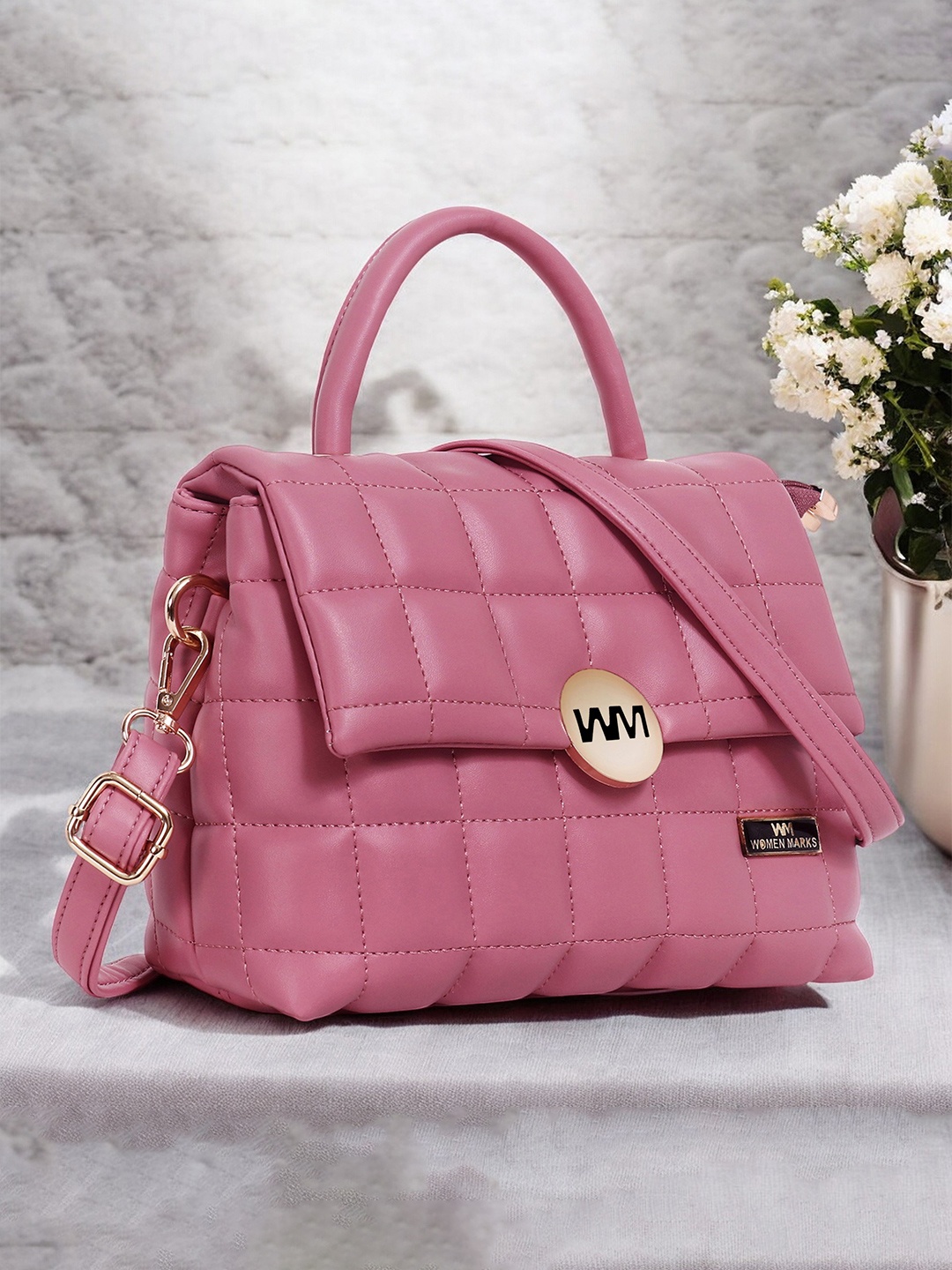 

WOMEN MARKS Solid Textured Sling Bag, Pink