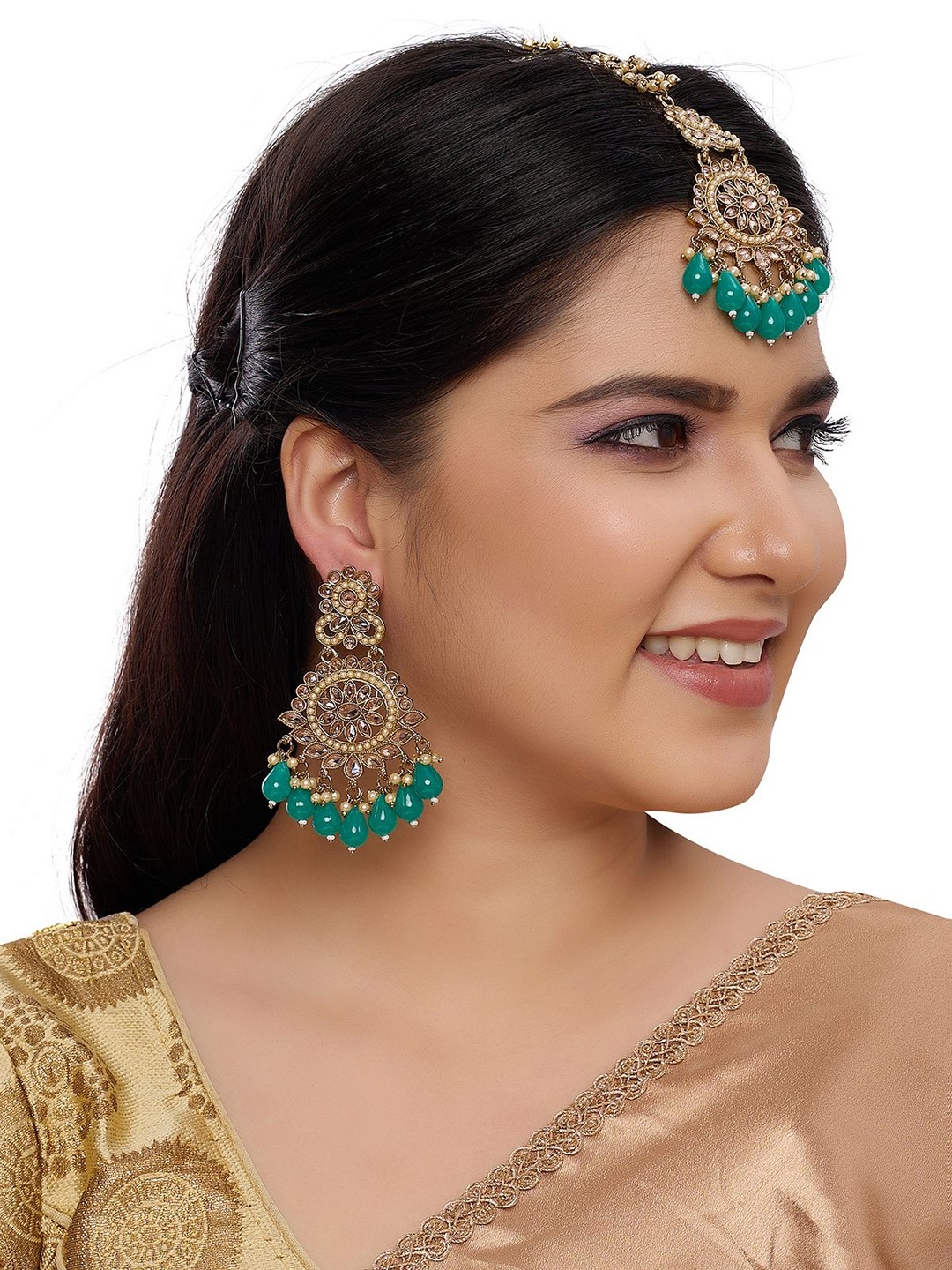 

Rhymee Gold-Plated Stone-Studded & Beaded Jewellery Set