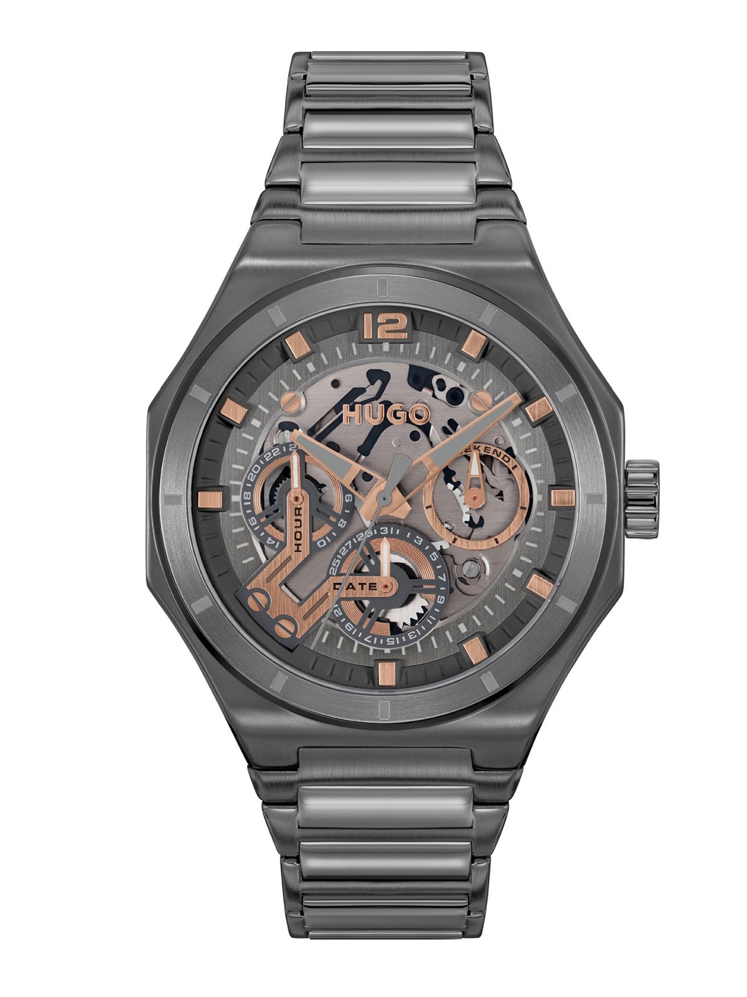 

HUGO Men Grail Skeleton Dial Analogue Watch 1530378, Grey