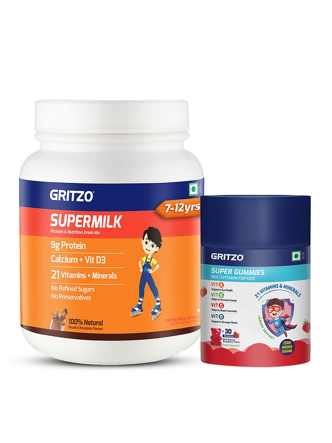 

Gritzo SuperMilk Daily Nutrition Young Athletes With Super Gummies -1kg- Double Chocolate, Brown