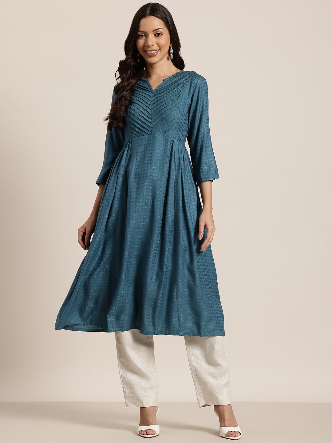 

HERE&NOW Women Anarkali Kurta, Teal