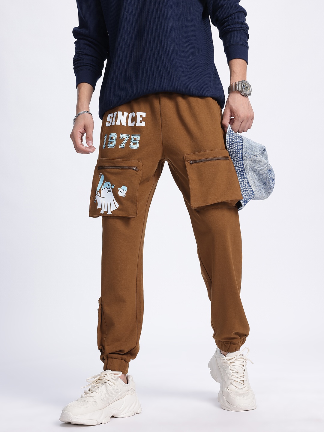 

Kook N Keech Men Knit & Stitch Cargo Style Joggers, Brown