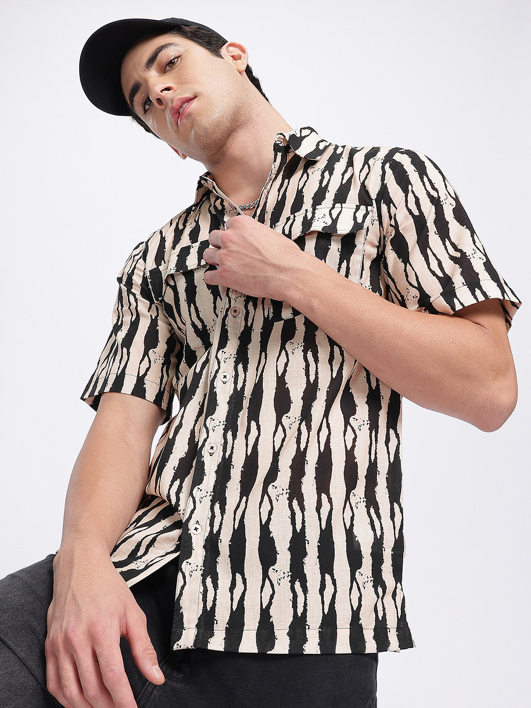 

Kook N Keech Subtle Savvy Printed Shirt, Black